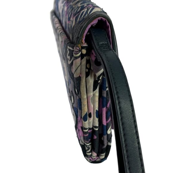 Vera Bradley Navy Purple Womens Quilted Floral Wallet Wristlet Coin Purse Bag - Picture 5 of 16